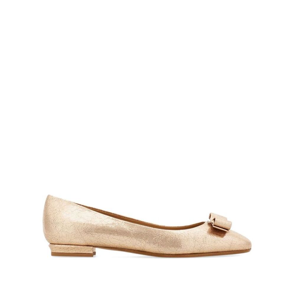 Vara Bow Craquelé Finish Leather Ballerinas Women